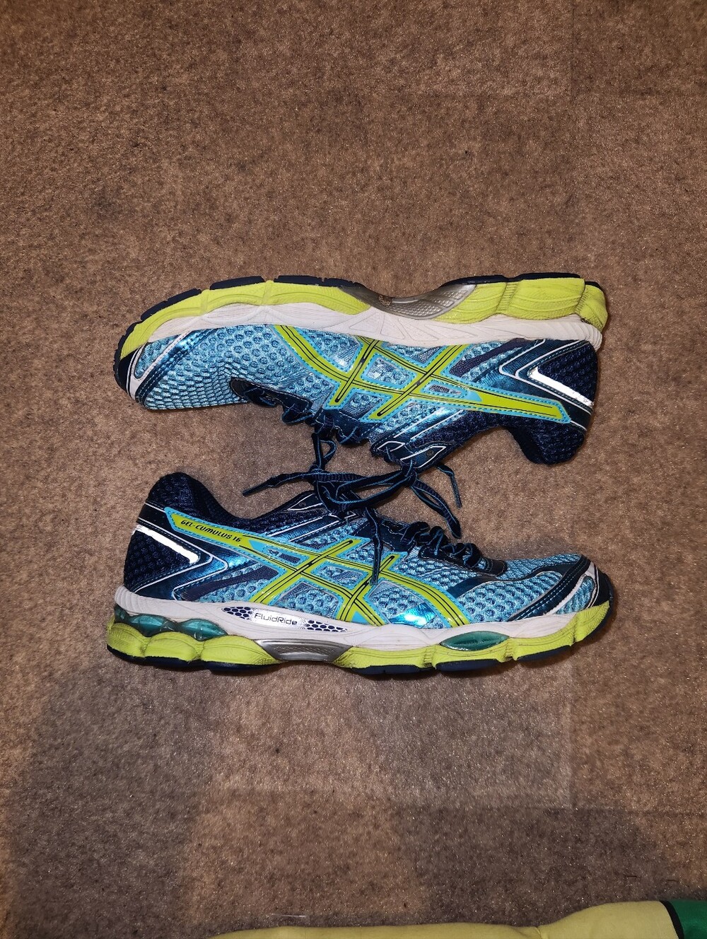 Asics Gel-cumulus 16 Running Sneakers | Blue Neon Yellow | W8.5